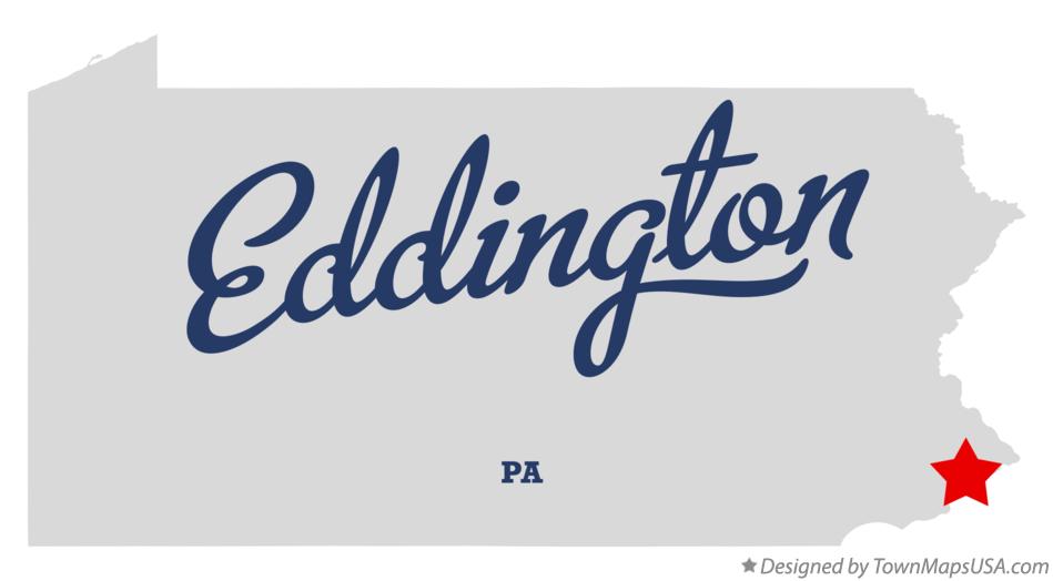 Advertising map of Eddington Pennsylvania highlighting same-day heating oil delivery coverage