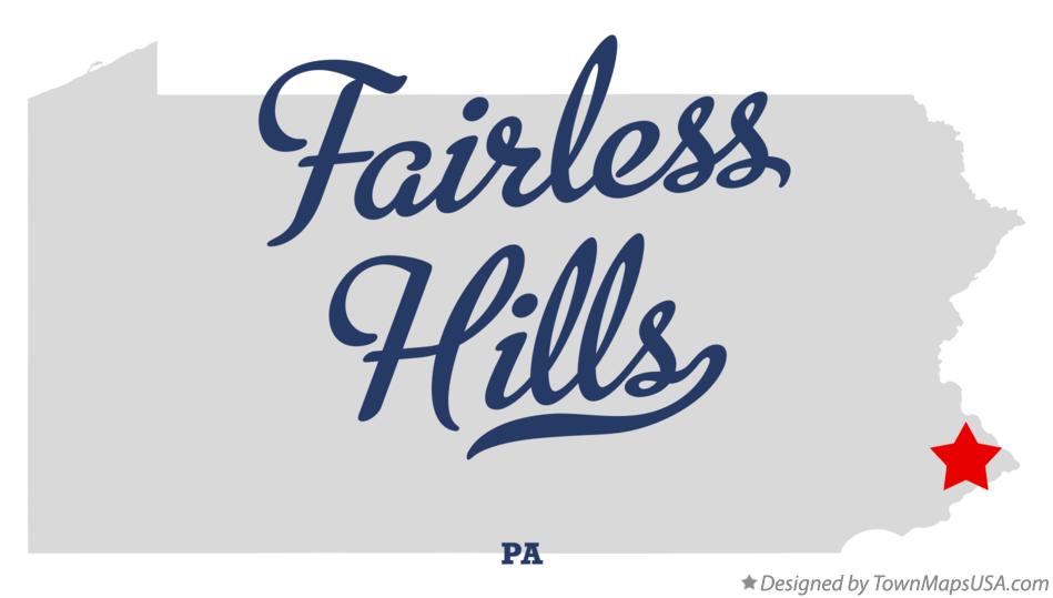 Advertising map of Fairless Hills Pennsylvania highlighting same-day heating oil delivery service area