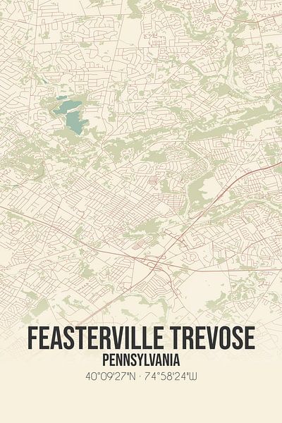 Street map of Feasterville-Trevose Pennsylvania highlighting local neighborhoods