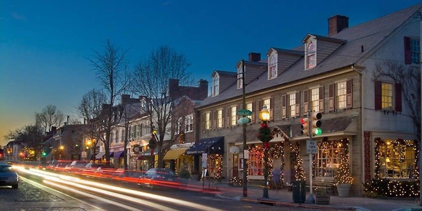 heating oil delivery chestnut hill along Germantown Avenue at dusk