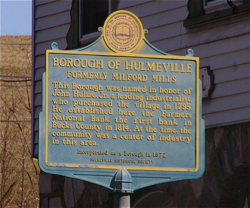 Borough of Hulmeville historical marker sign in Pennsylvania highlighting heating oil delivery service area