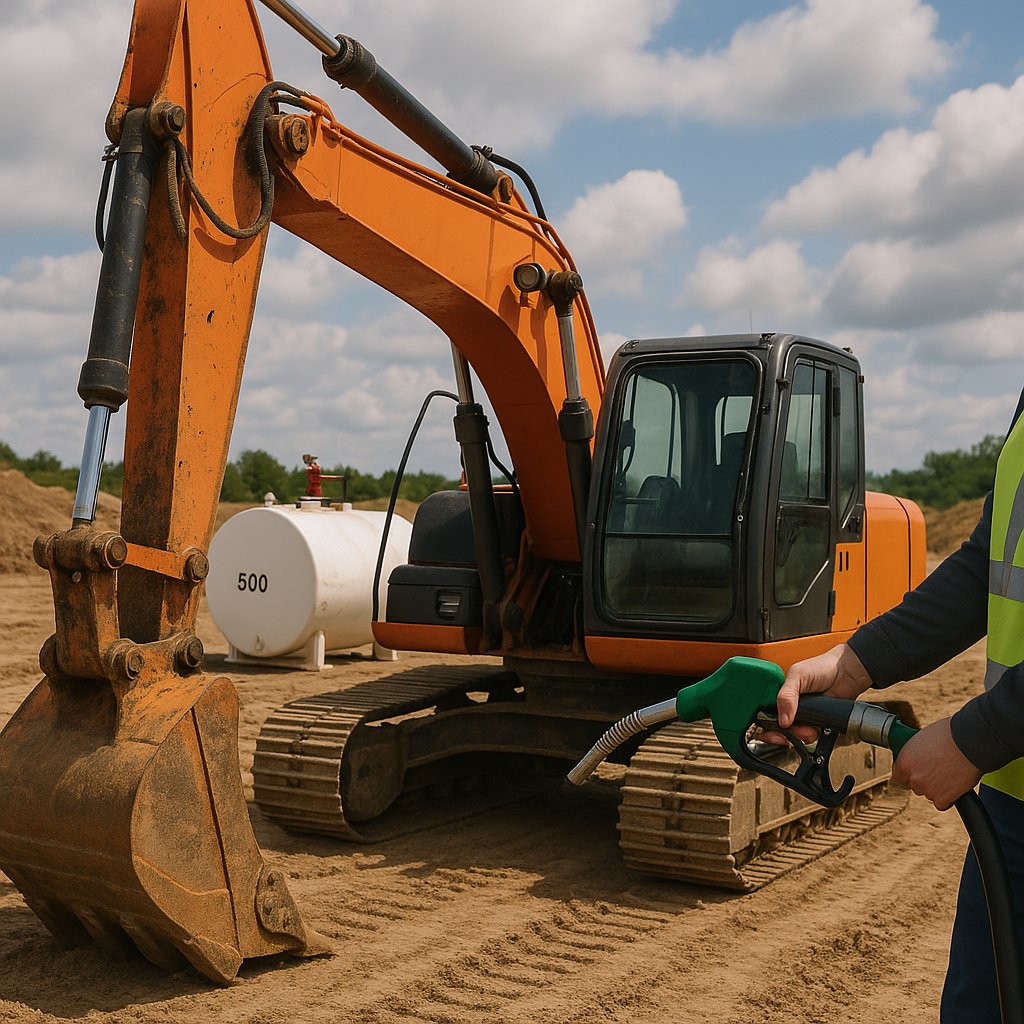 Jobsite fueling with 500-gallon temporary tank and pump