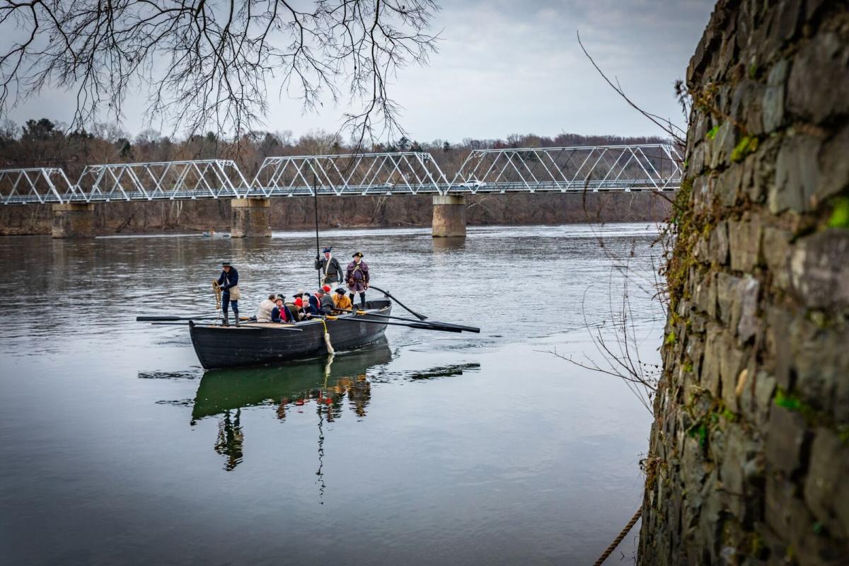 Reenactment of Washington Crossing the Delaware at Washington Crossing Historic Park Pennsylvania