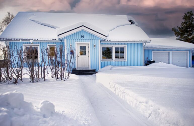 A home in winter heated with oil in Pennsylvania