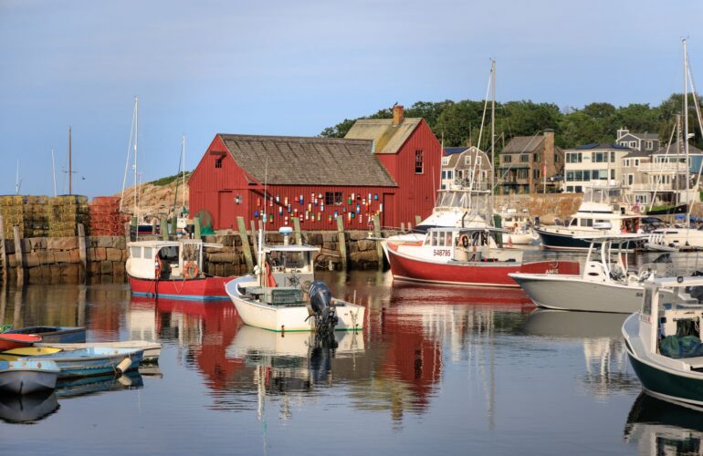 Fishing boats at a New England working waterfront