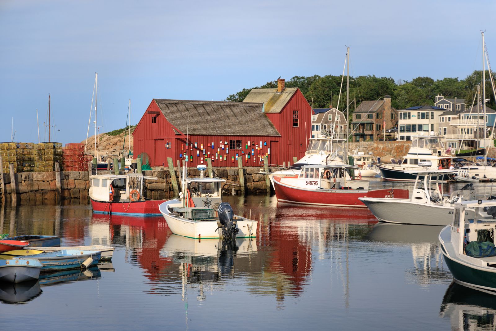 Fishing boats at a New England working waterfront
